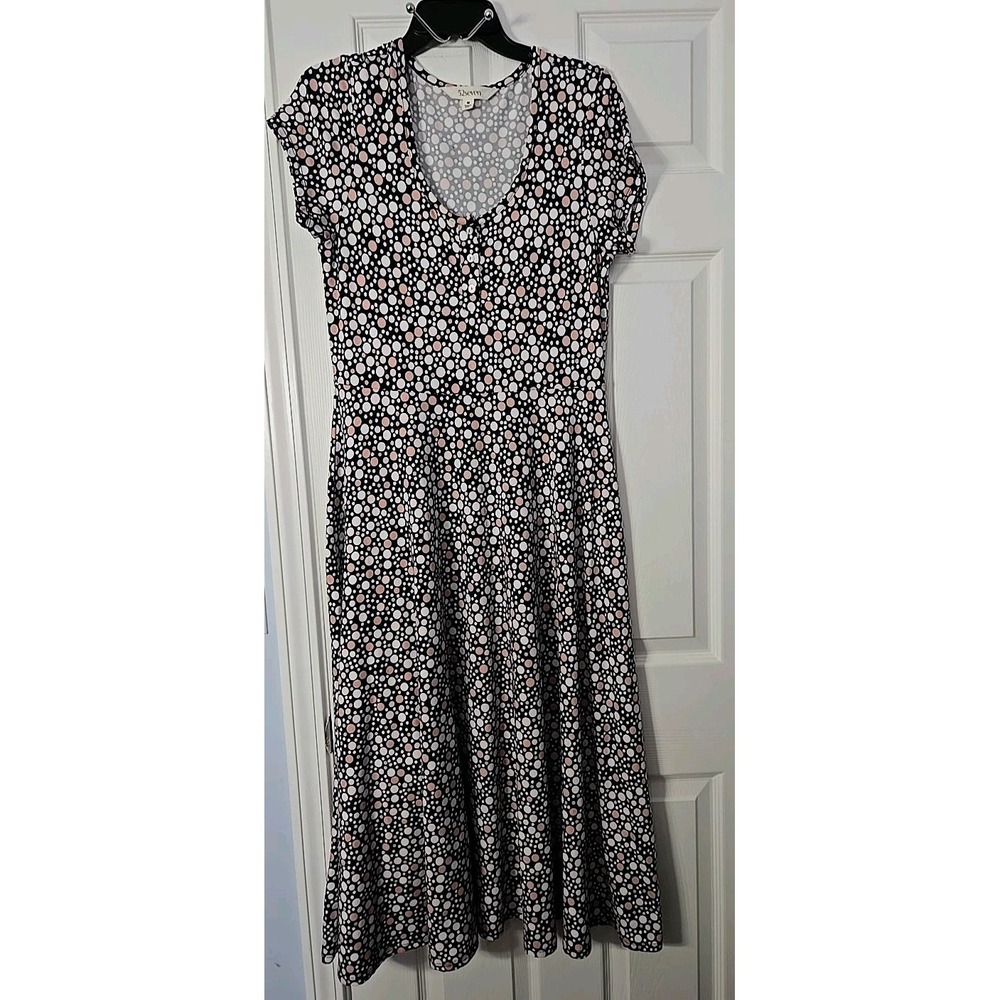 52seven Womans Short Sleeve Maxi Dress Size M Blue, Pink, White